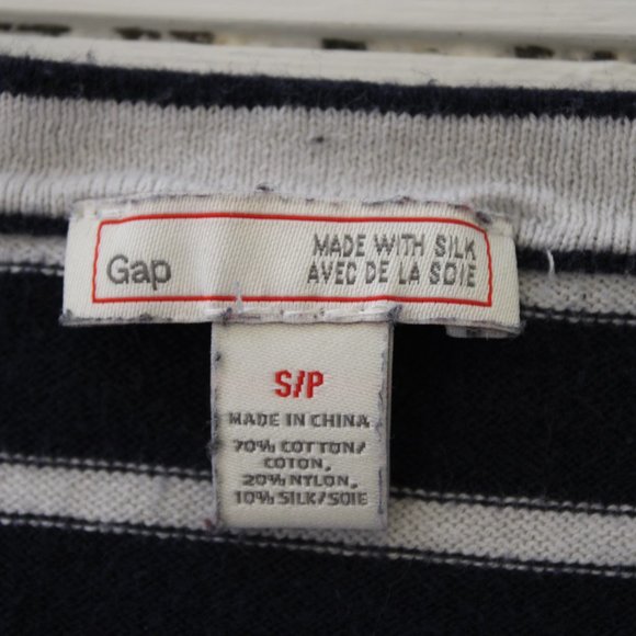 GAP Navy and White Stripe Knit Long Sleeve, (Made With Silk) - Picture 4 of 7
